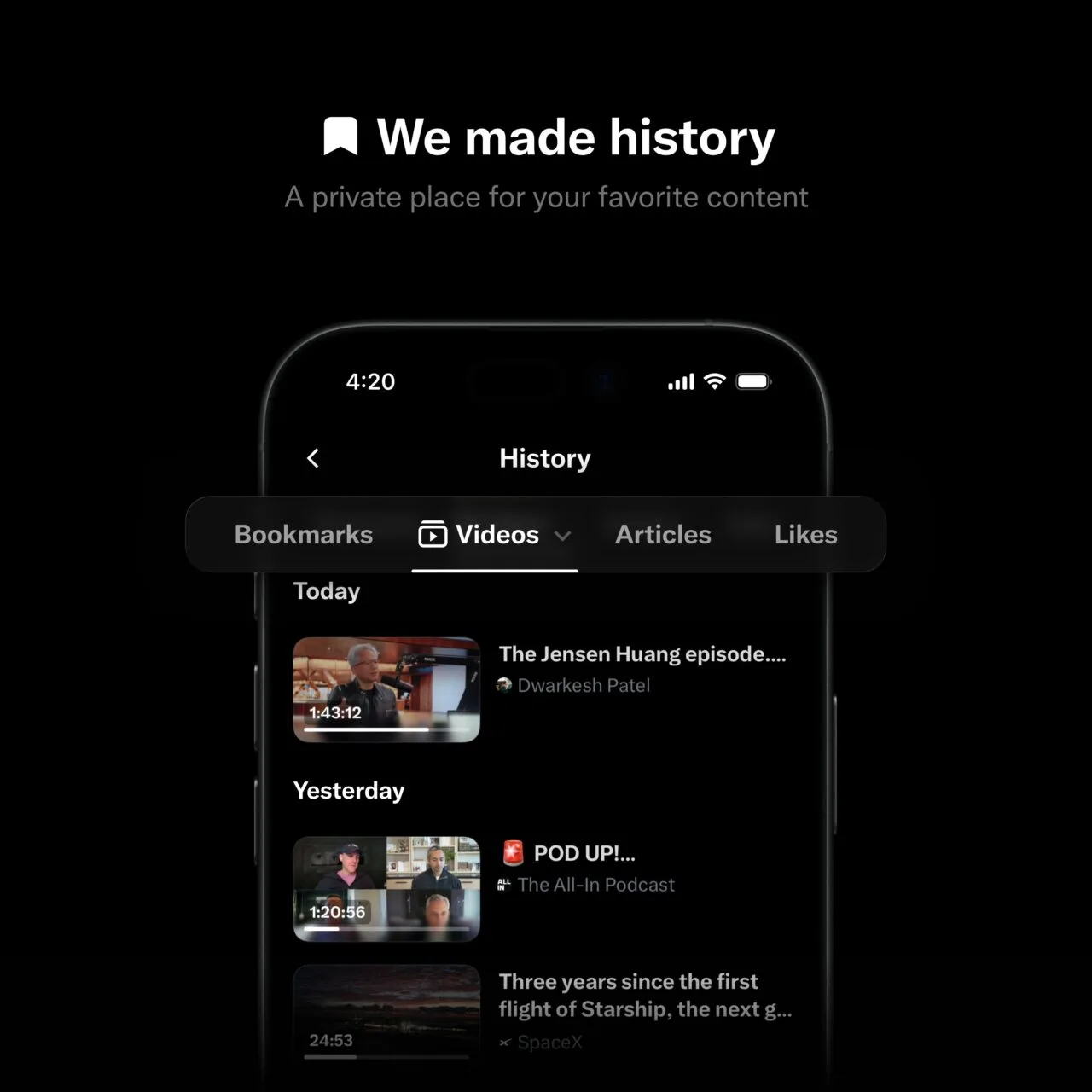 X, kaydedilen içerikleri bir araya getiren History özelliğini kullanıma sundu – görsel 1