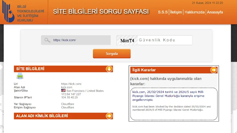 Canlı yayın platformu Kick, Milli Piyango Dairesi tarafından engellendi Canlı yayın platformu Kick, Milli Piyango Dairesi tarafından engellendi