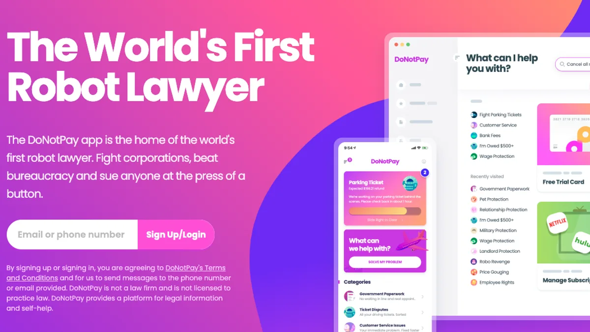 Robot avukat DoNotPay, hukuk diploması olmadığı için dava ediliyor
