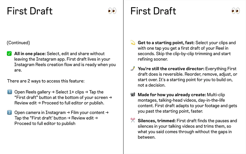 Instagram, otomatik Reels hazırlayan First Draft özelliğini tanıttı – görsel 2