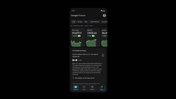 Google, yapay zeka destekli finans uygulaması Google Finance'in mobil uygulamasını yayınladı – görsel 2