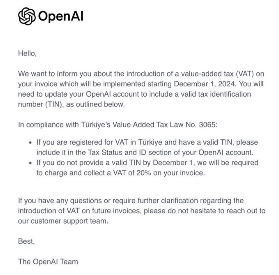 OpenAI aboneliklerine vergi getirildi