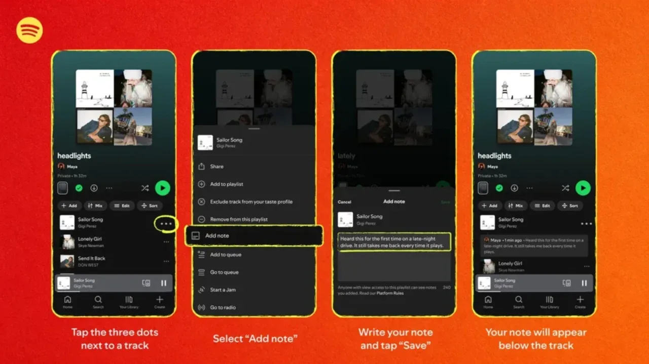 Spotify, çalma listelerine not ekleme özelliğini kullanıma sundu – görsel 1 Spotify, çalma listelerine not ekleme özelliğini kullanıma sundu – görsel 1