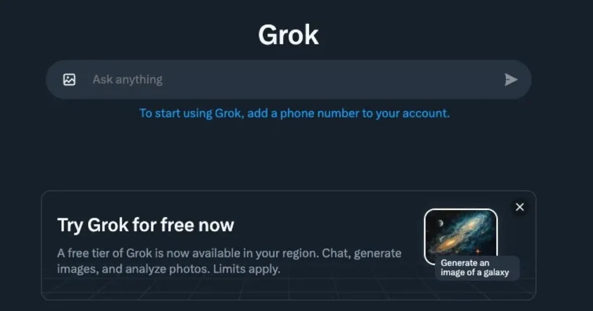 Grok ücretsiz