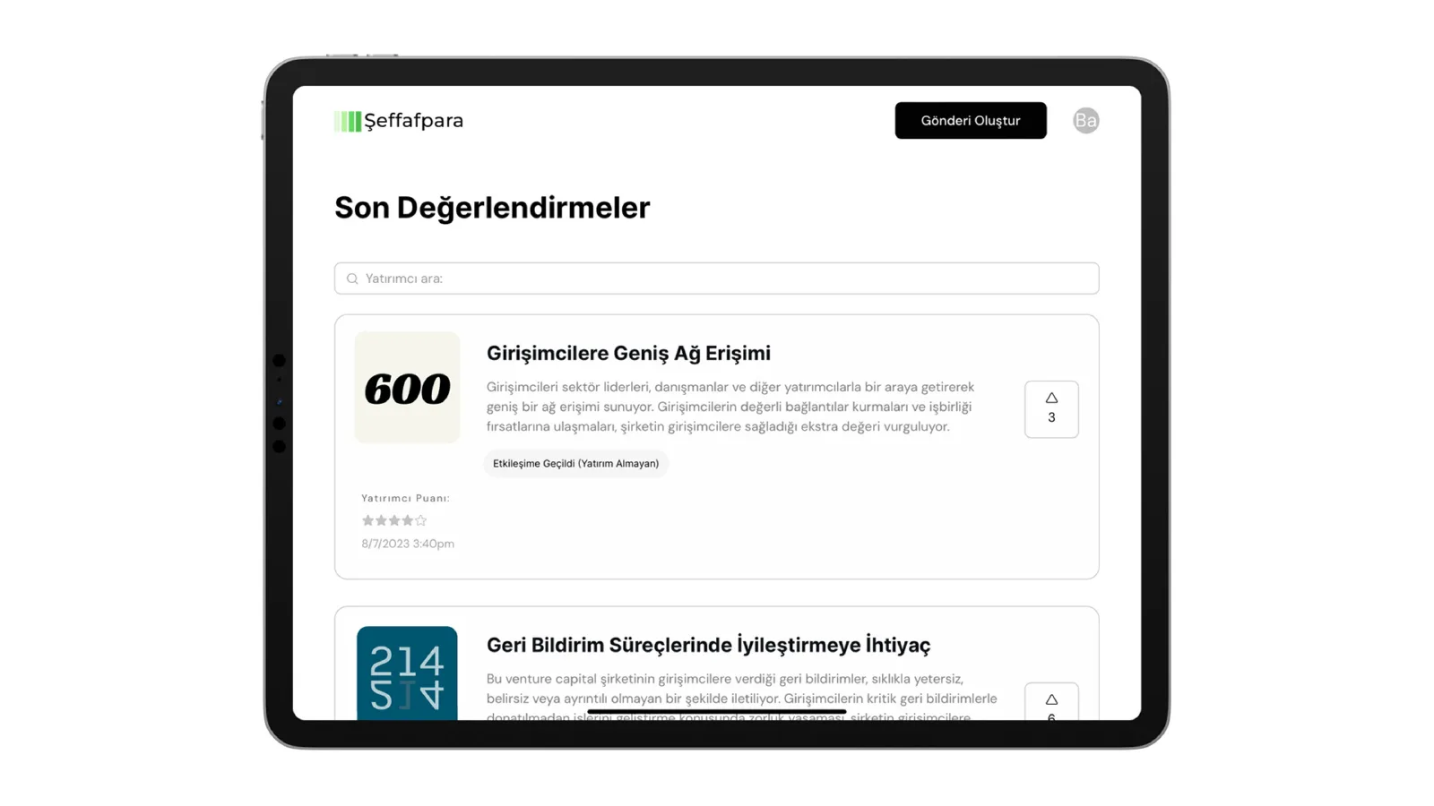 Girişimcilerin yatırımcılarını değerlendirdiği platform: Şeffaf Para