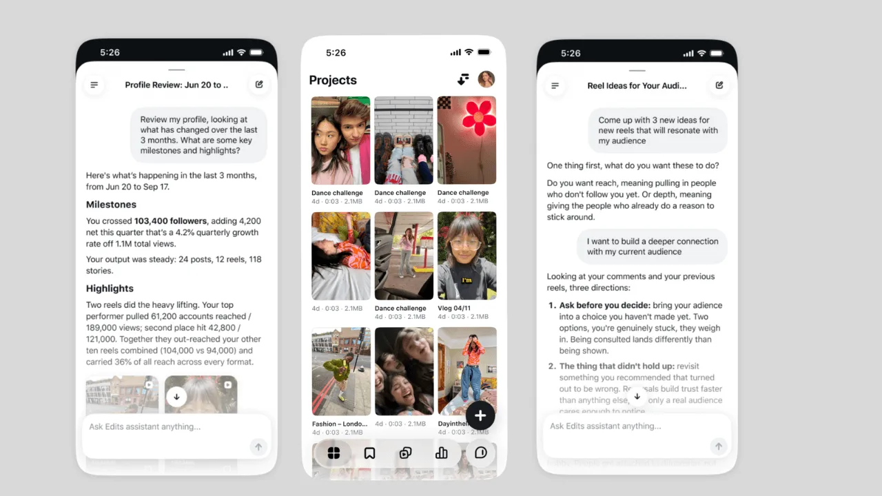 Instagram, içerik üreticileri için yapay zeka video asistanını kullanıma sundu Instagram, içerik üreticileri için yapay zeka video asistanını kullanıma sundu